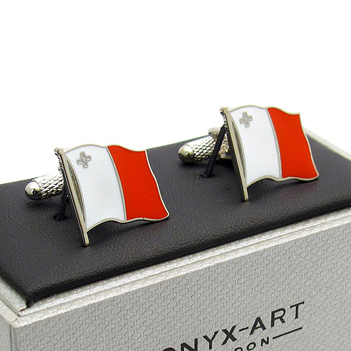 Malta Maltese Waving Flag Cufflinks by Onyx Art New Boxed CK989