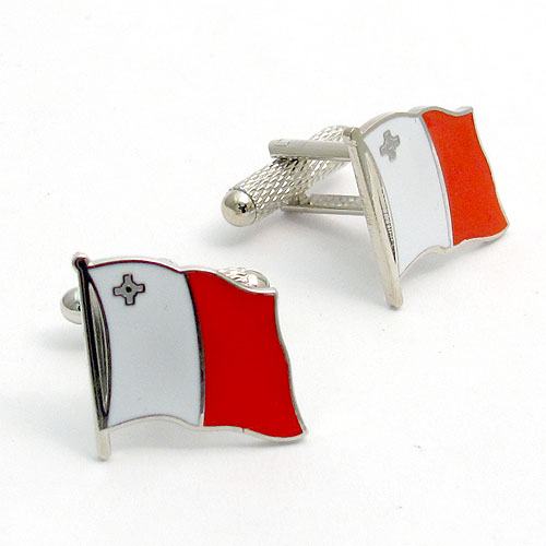 Malta Maltese Waving Flag Cufflinks by Onyx Art New Boxed CK989