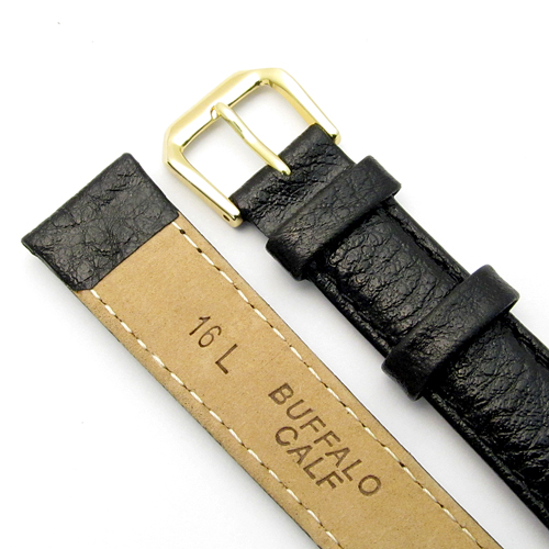CONDOR XL Extra Long Padded Buffalo Calf Leather Watch Strap 16mm Black