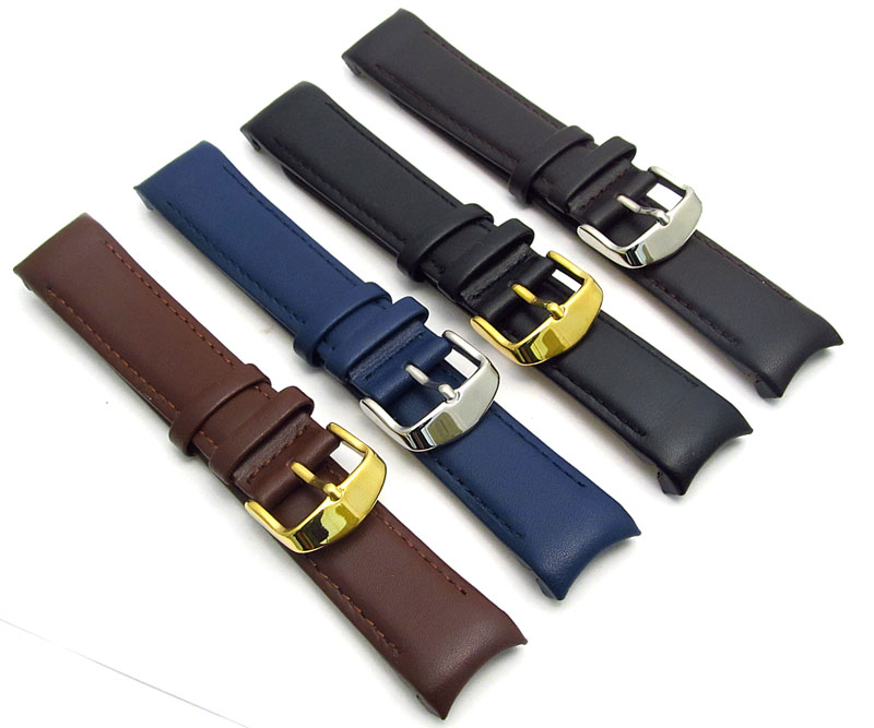 Smooth Grain Leather Watch Strap CURVED ENDS 18mm 24mm Choose Colour c103