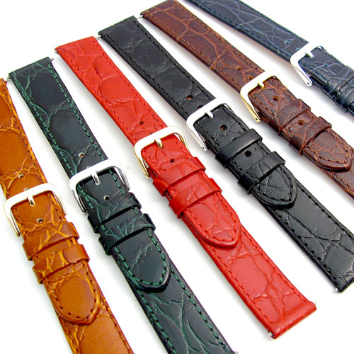Men's flat croc grain Watch Strap Band