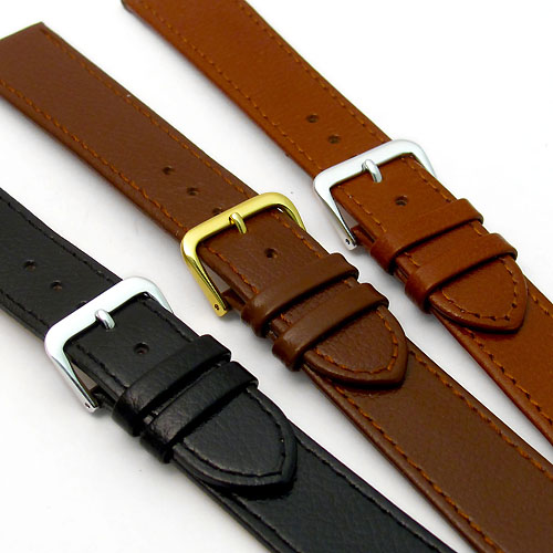 Comfortable Flexible Real Leather Watch Strap Buffalo grain 16mm-22mm 3 ...