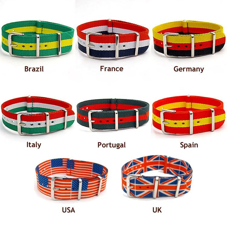 NATO Tough Nylon Military Uhrenarmband Flagge Farben Streifen 1822mm