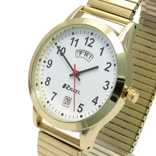 Ravel Men s Day/Date Watch Expanding Bracelet Goldtone 0706 19 1EX