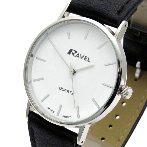 Ravel Mens Classic Quartz Watch Black Strap White Face R0129 02 1
